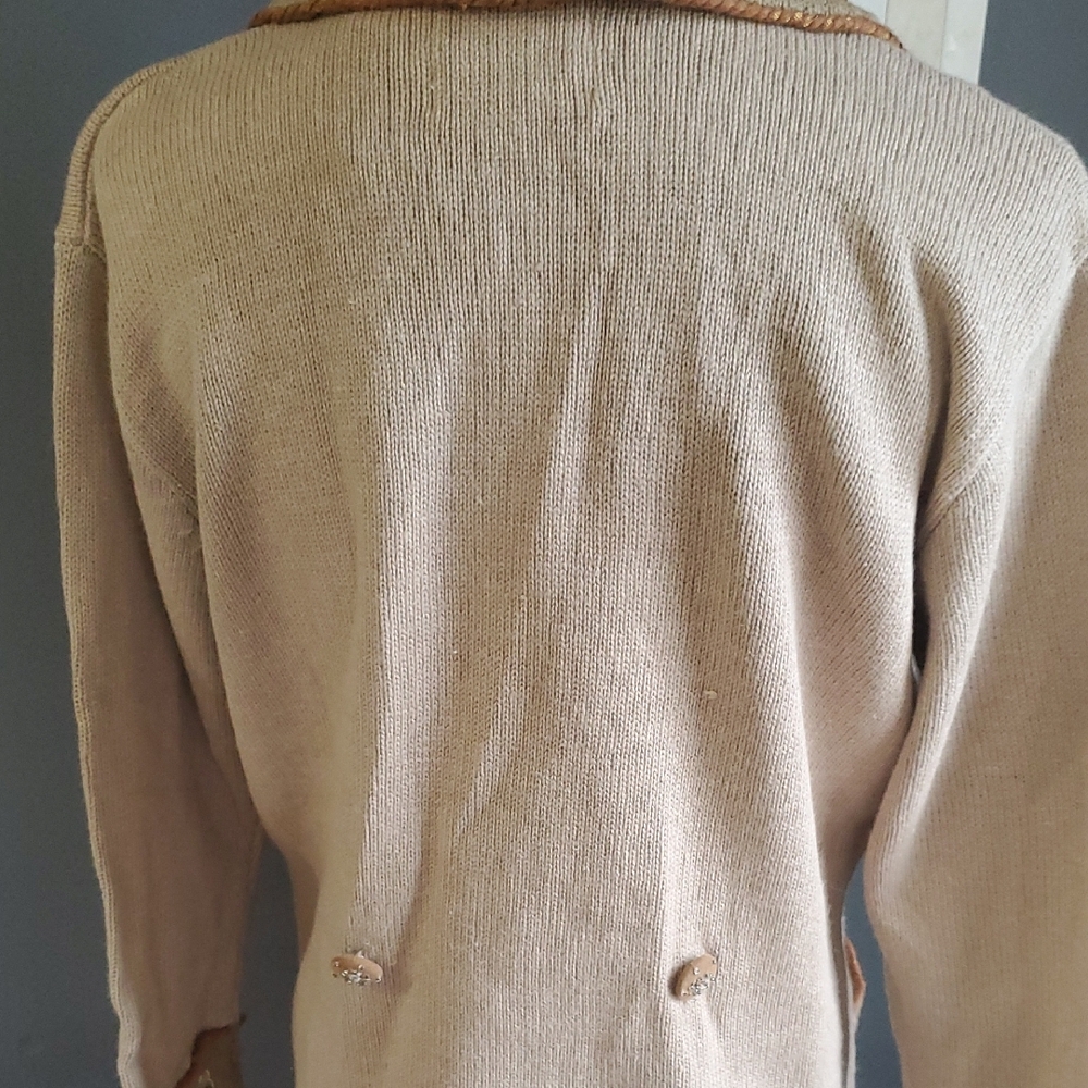 Vtg storybook  knits  Double-Breasted Jacket sweater with Fringe - Picture 7 of 16